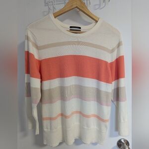 Lands' End Cream & Beige Striped Crewneck Sweater